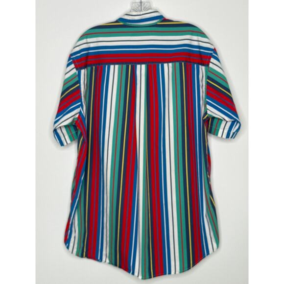 Vintage Sears Striped Cotton Short Sleeve Shirt 80s 90s Retro large - Picture 3 of 12